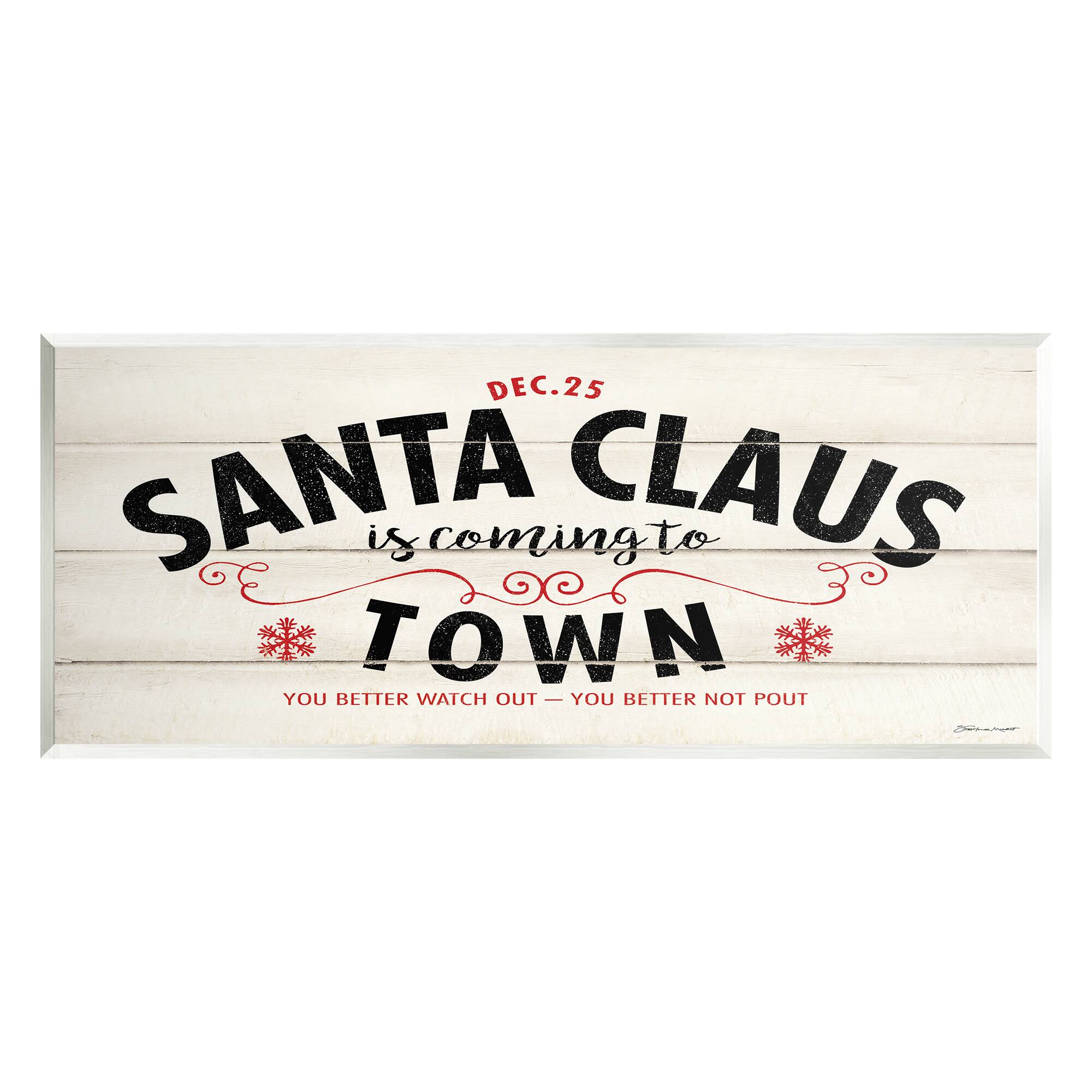 Stupell Industries Santa Claus Coming To Town Rustic Wall Plaque Art